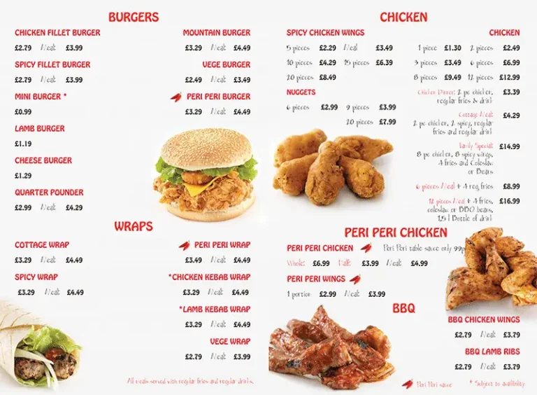 Chicken Cottage Menu Uk