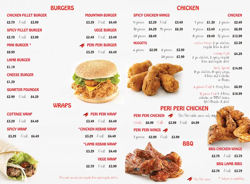 Chicken Cottage Menu Prices UK 2026
