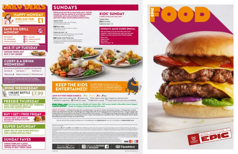 Hungry Horse Menu
