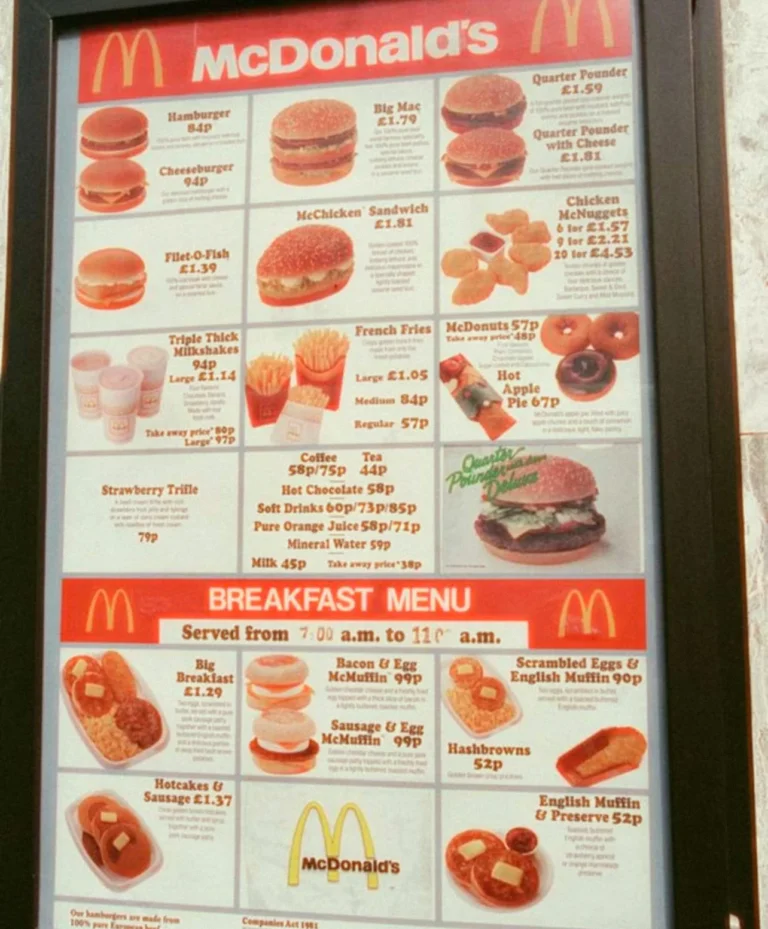 Mcdonalds Menu
