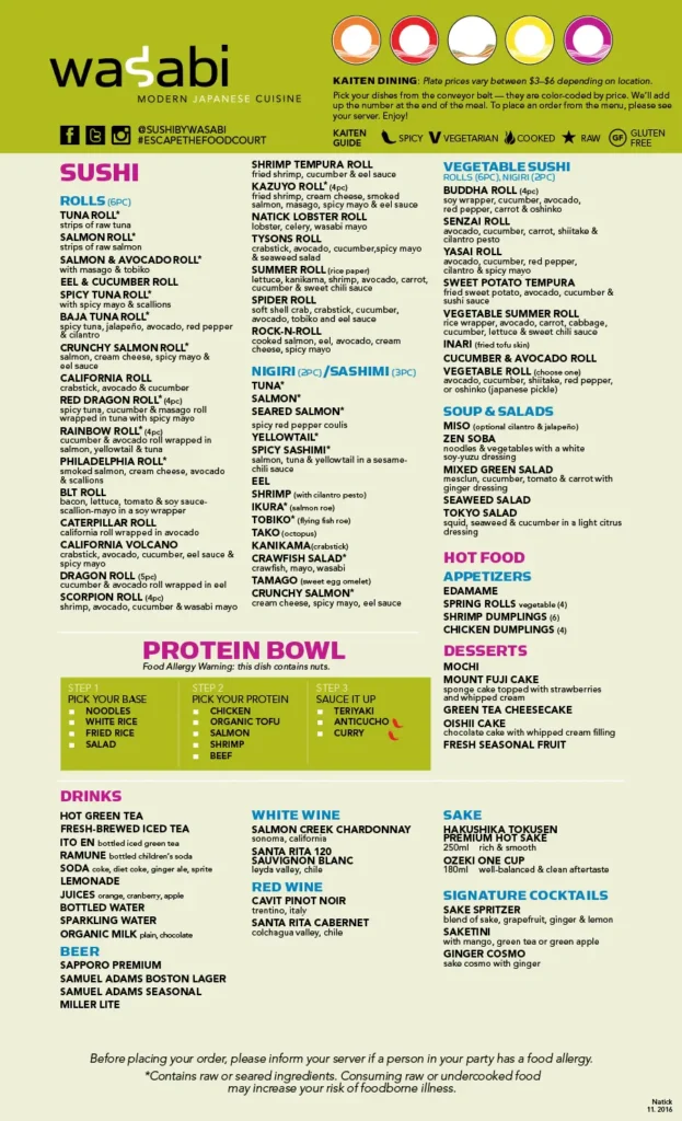 Wasabi Menu UK